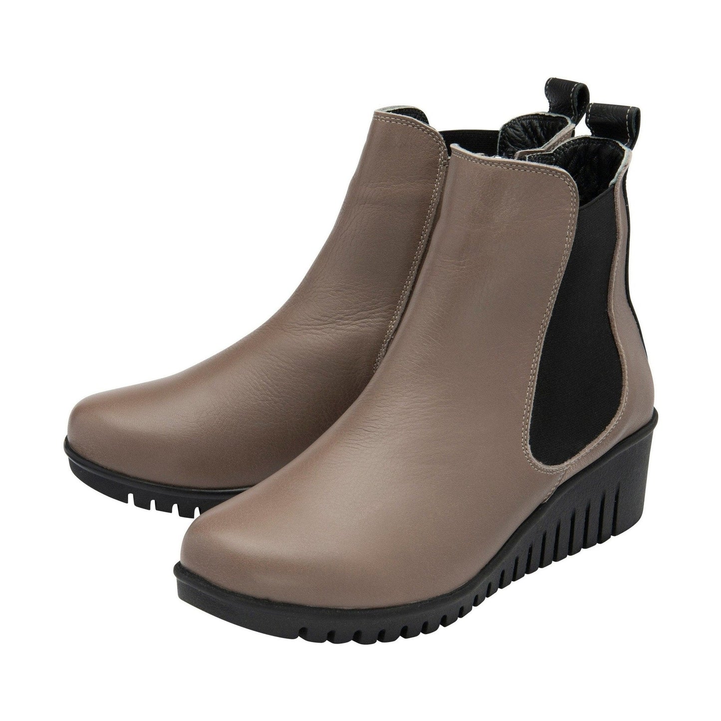 Lotus Boot Dresden Leather Ankle boot with wedge sole elasticated sides and zip CLAY DRESDEN