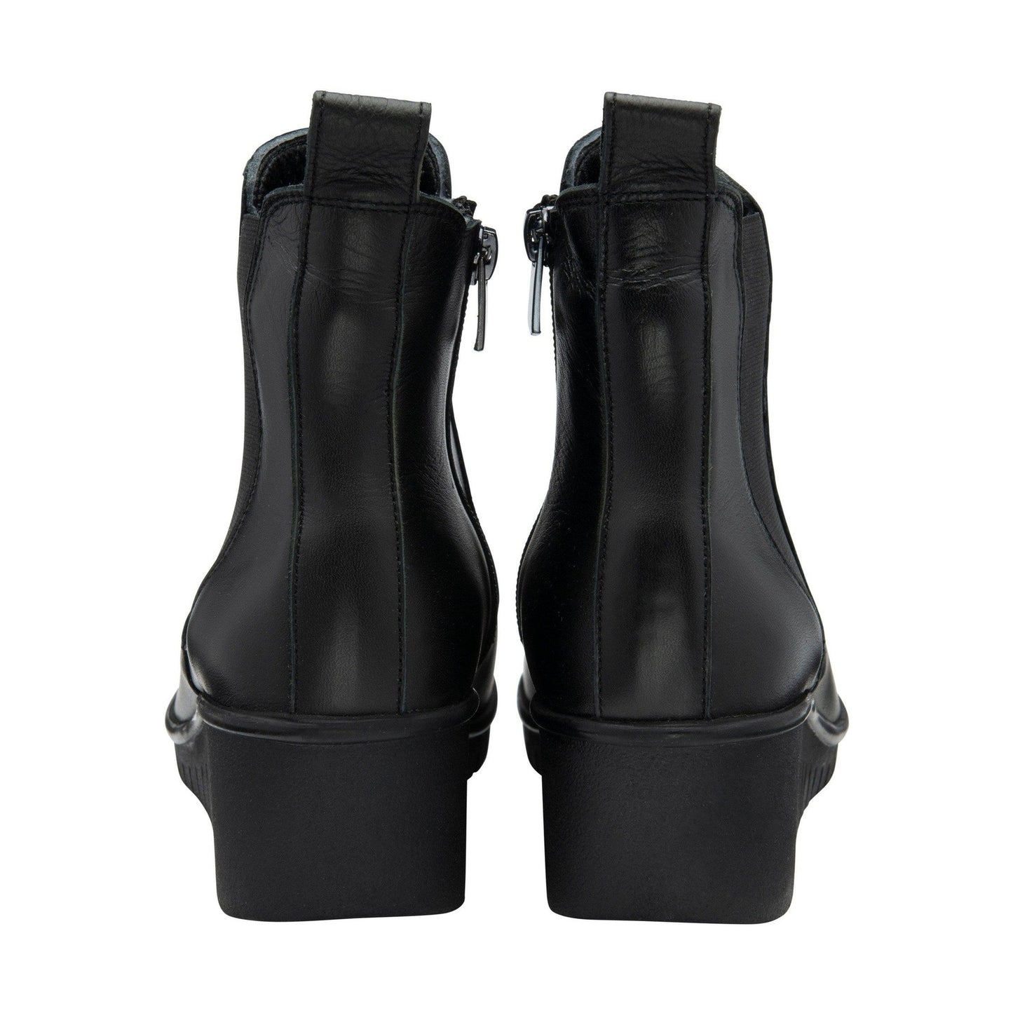 Lotus Boot Dresden Leather Ankle boot with wedge sole elasticated sides and zip BLACK DRESDEN