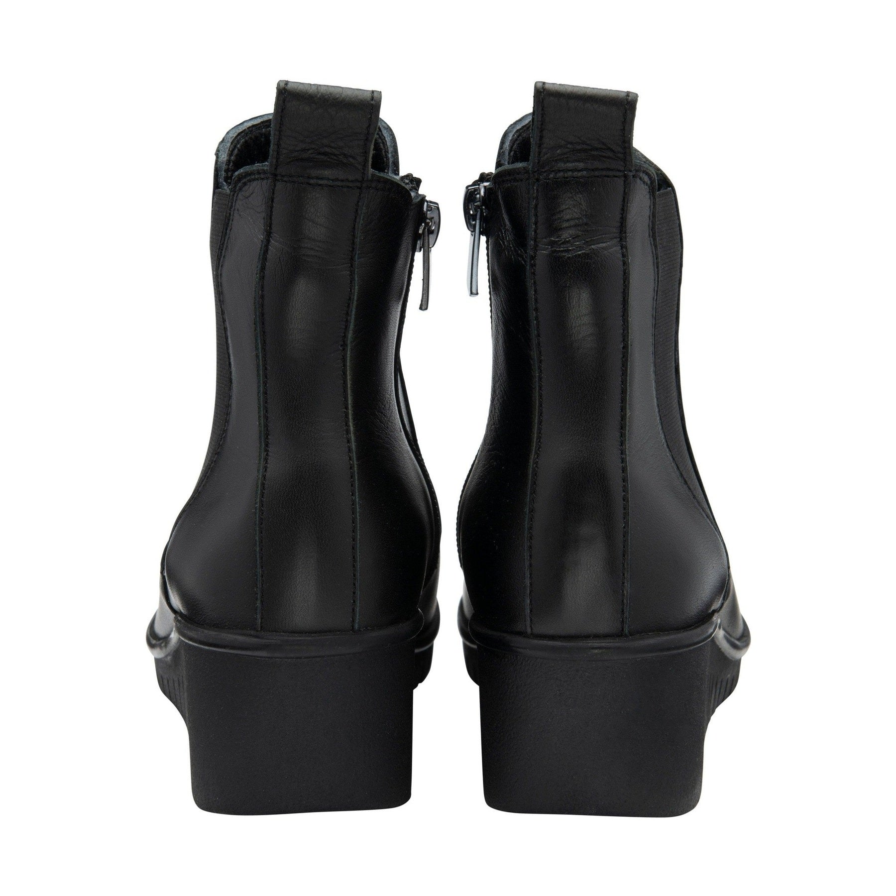 Lotus Boot Dresden Leather Ankle boot with wedge sole elasticated sides and zip BLACK DRESDEN