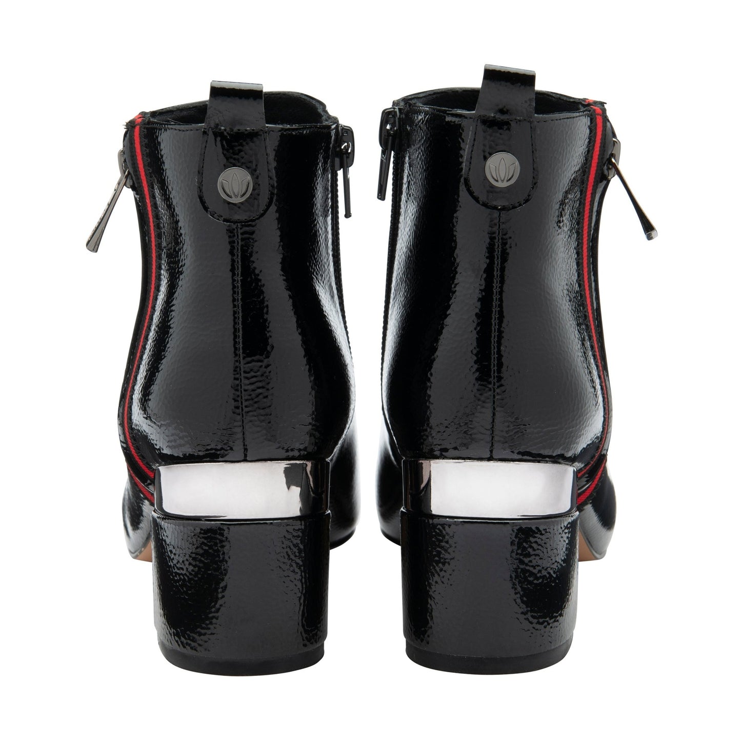 Lotus Boot Issy Smart Heeled Ankle Boot with double Zip and red stripe detail BLACK ULB418