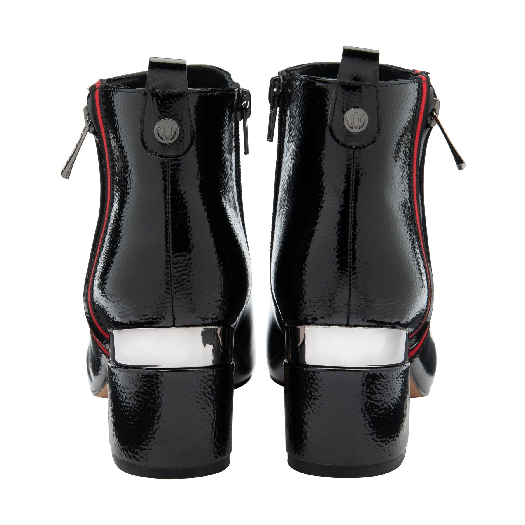 Lotus Boot Issy Smart Heeled Ankle Boot with double Zip and red stripe detail BLACK ULB418