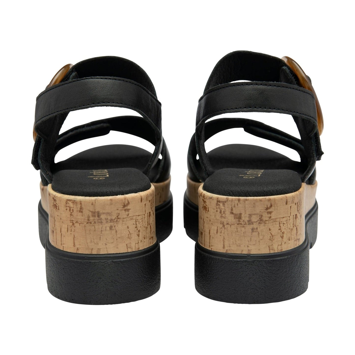 Lotus Cammie BLACK Touch Fastening Wedge Sandal ULP268