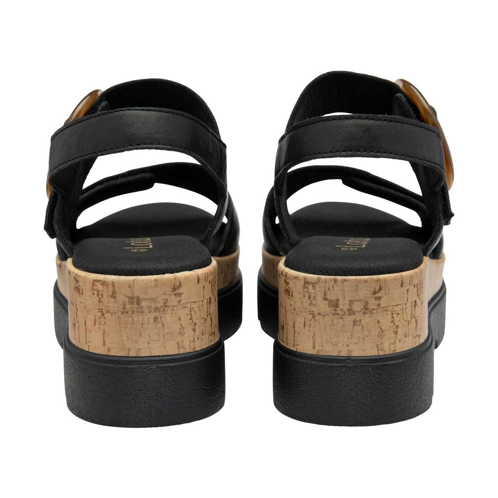 Lotus Cammie BLACK Touch Fastening Wedge Sandal ULP268