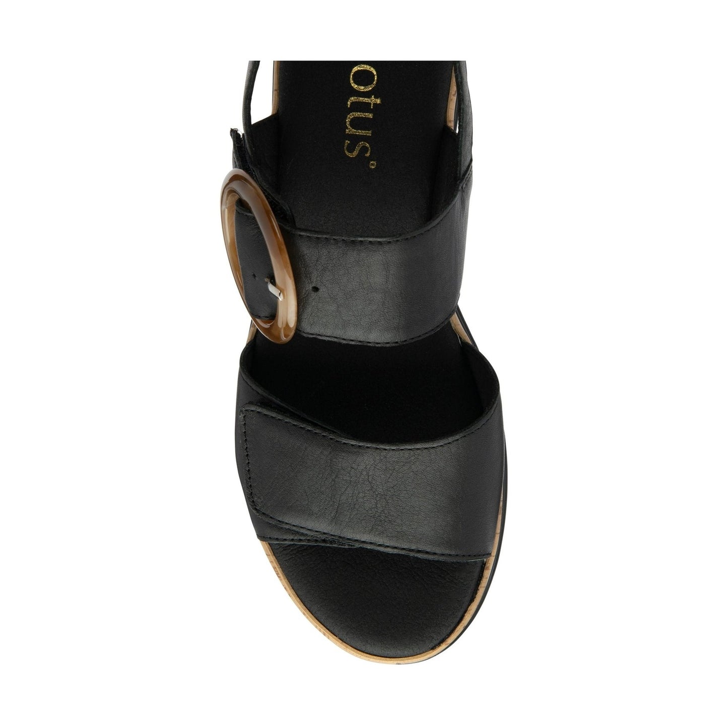 Lotus Cammie BLACK Touch Fastening Wedge Sandal ULP268