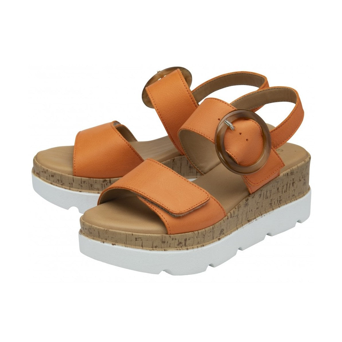 Lotus Cammie ORANGE Leather Flatform Adjustable Sandal ULP268