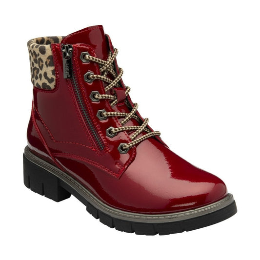 Lotus Charlston RED Patent Lace Boot With Zip ULB383