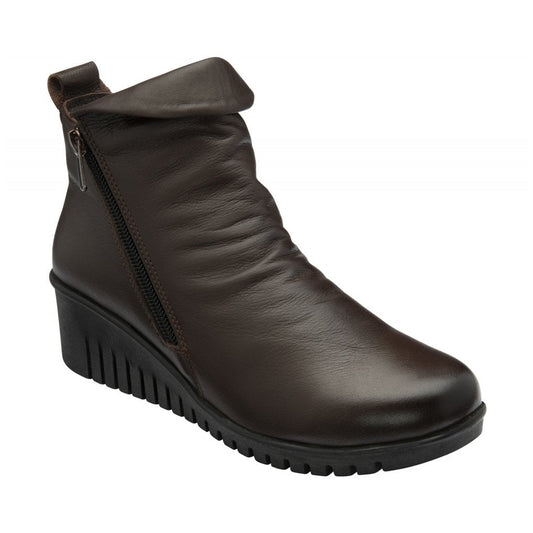 Lotus Cordelia BROWN Soft Leather Wedge Zip Ankle Boot