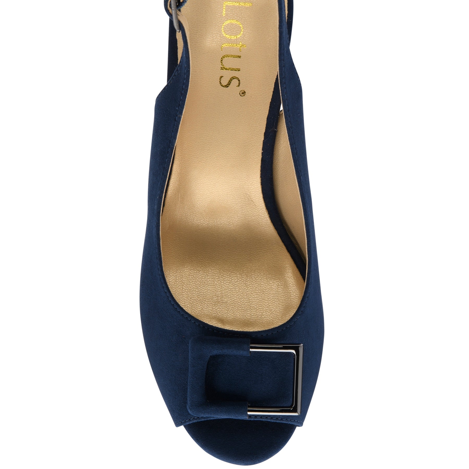 Lotus Elena Navy Suede Occasion Slingback Block Heel Shoe ULS625