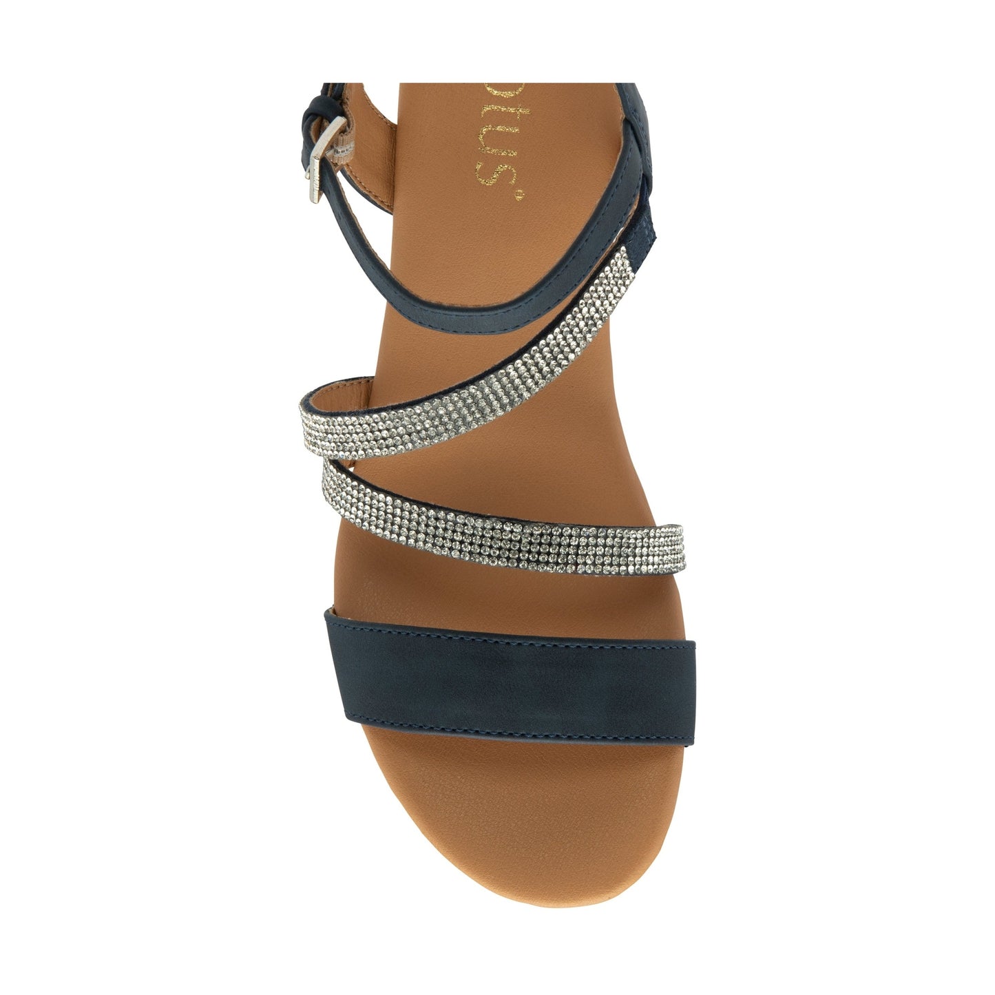 Lotus Goldie NAVY Diamonte Trim Wedge Sandal ULP275