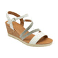 Lotus Goldie WHITE Diamonte Trim Wedge Sandal ULP275