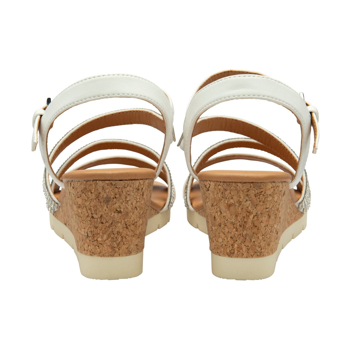 Lotus Goldie WHITE Diamonte Trim Wedge Sandal ULP275