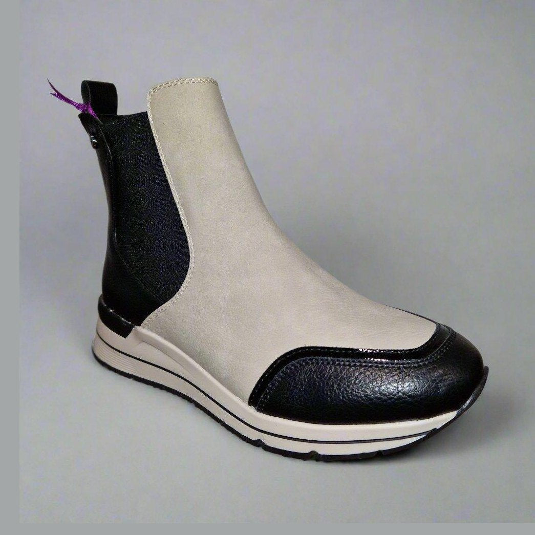 Lotus Ivana Cream Wedge Trainer Style Chelsea Boot with Zip