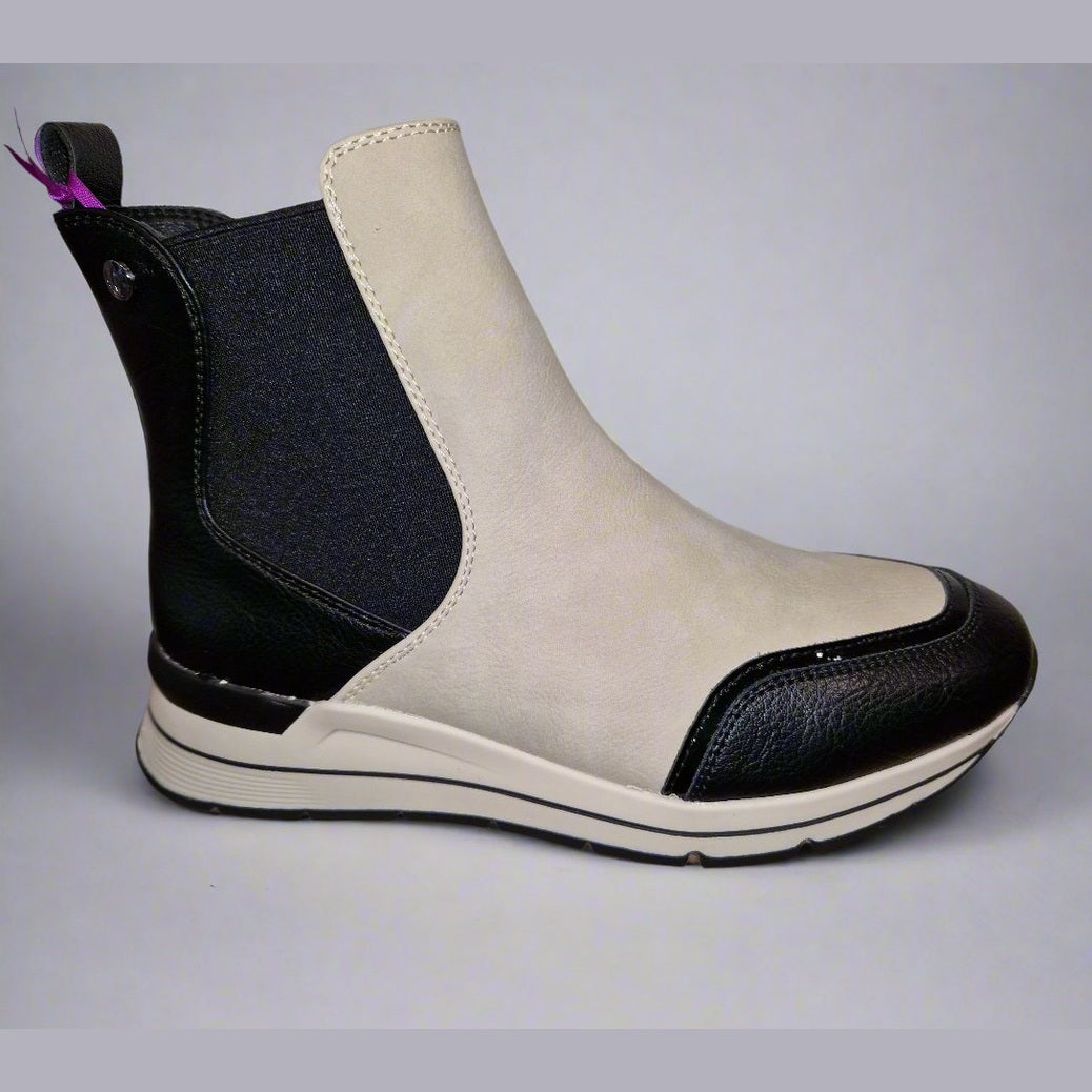 Lotus Ivana Cream Wedge Trainer Style Chelsea Boot with Zip