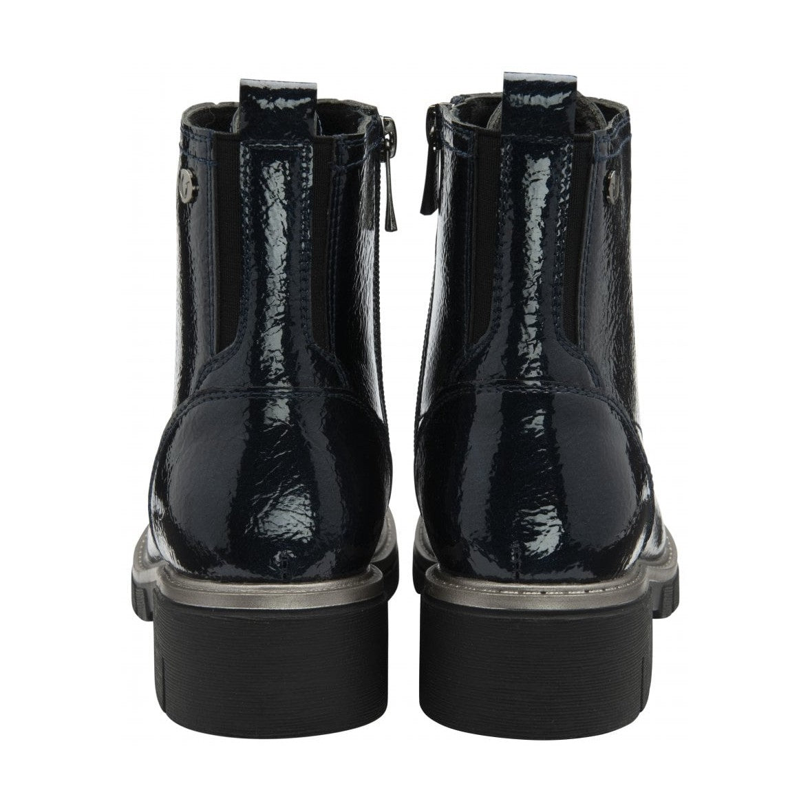 Lotus Jojo NAVY Patent Lace Up Ankle Boot With Zip ULB350