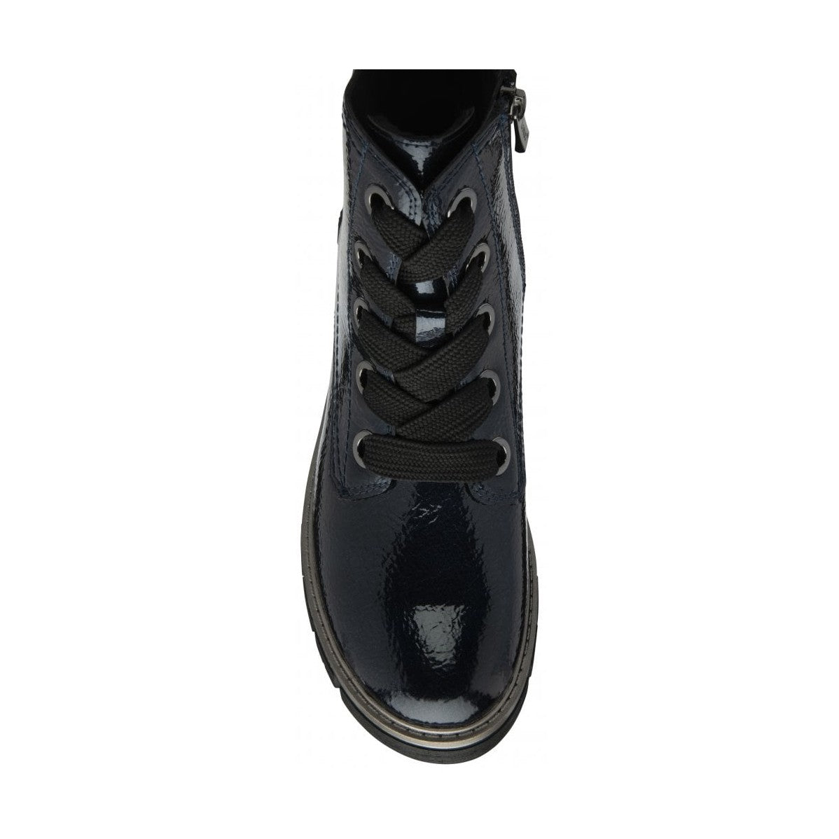 Lotus Jojo NAVY Patent Lace Up Ankle Boot With Zip ULB350