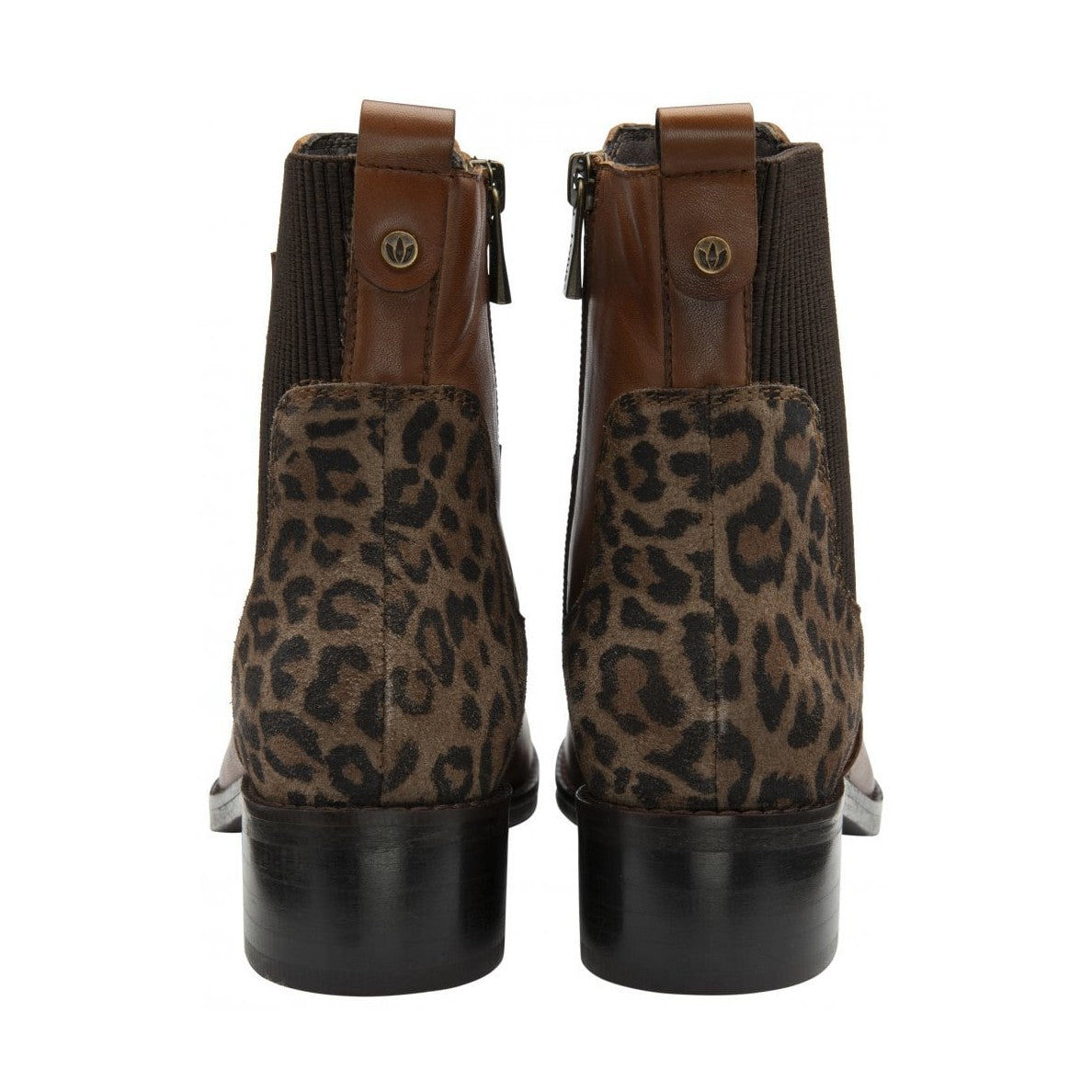 Lotus Lindley TAN Leather / Animal Print Zip Ankle Boot