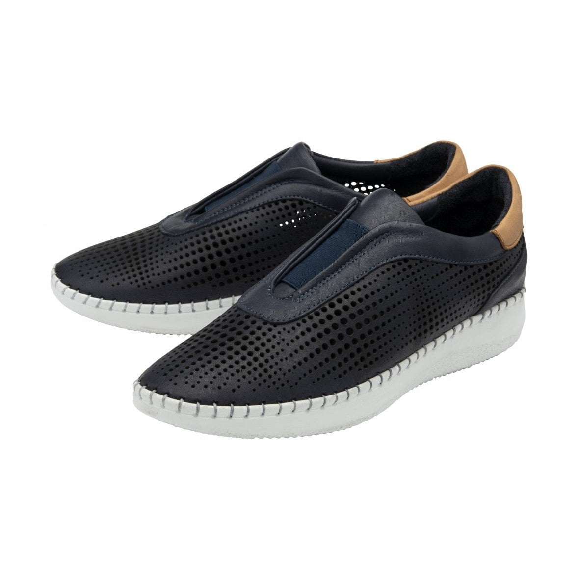 Lotus Lorena NAVY Soft Leather Slip On Trainer Style Shoe ULS540