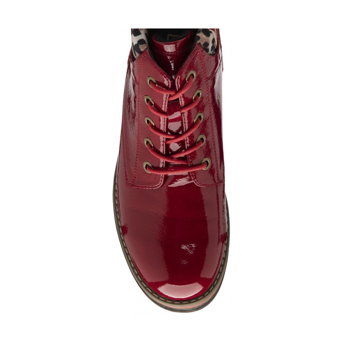 Lotus Naomi RED Patent LEOPARD Trim Ankle Boot