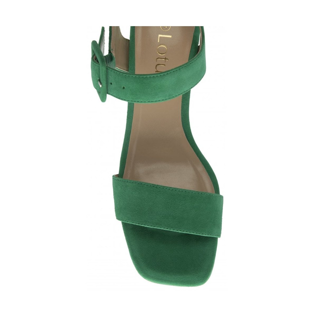 Lotus Occasion Wear Shoe Nora Block Heeled Sandal Suede GREEN ULS545