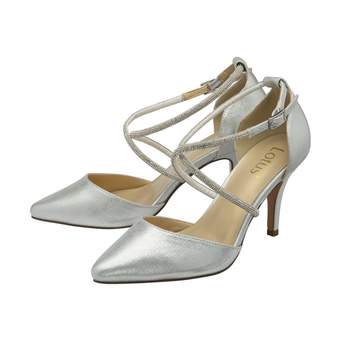 Lotus Occasion Wear court shoe Elissa ULS563 stiletto heel SILVER ELISSA