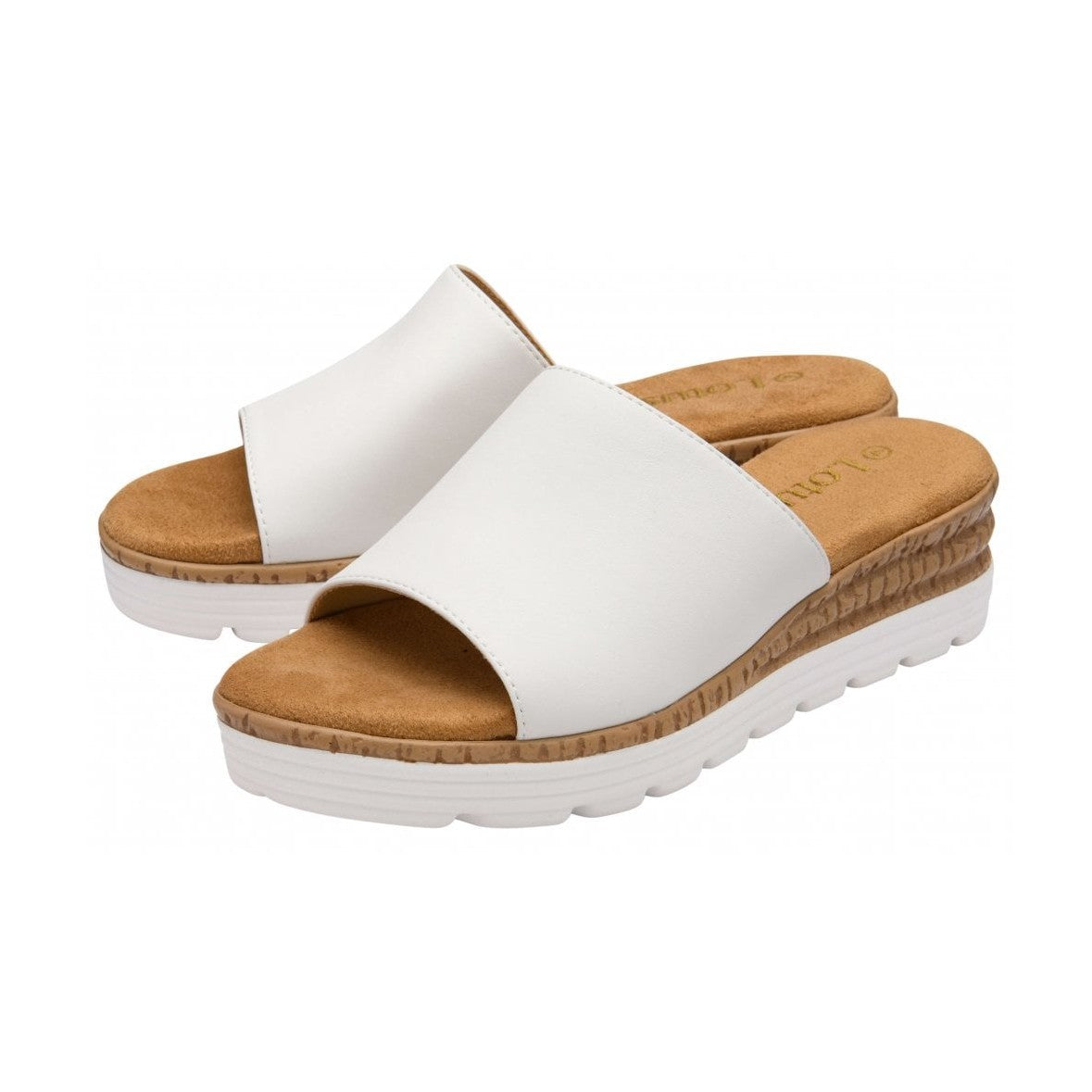 Lotus Pandora WHITE Wedge Mule Sandal ULP416
