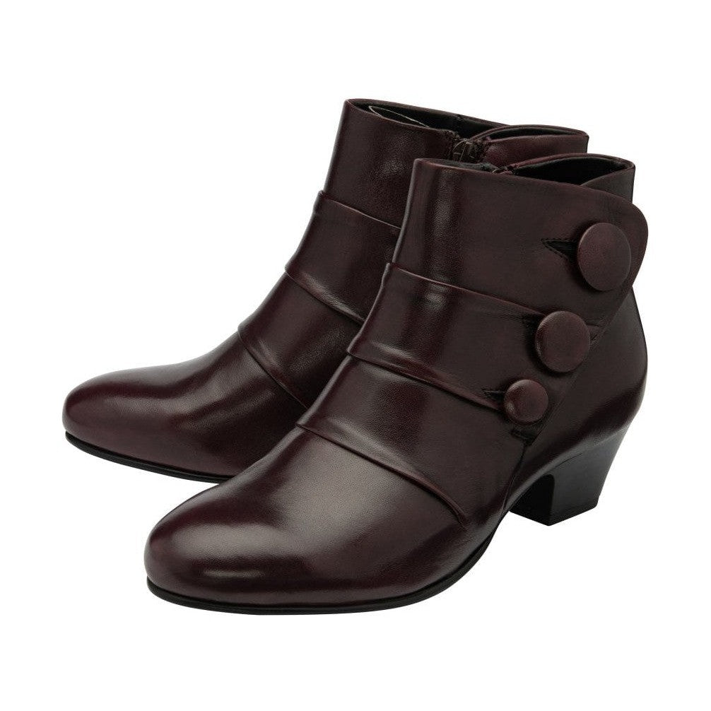 Lotus Prancer PURPLE low Heel soft Leather Zip Ankle Boot ULB081