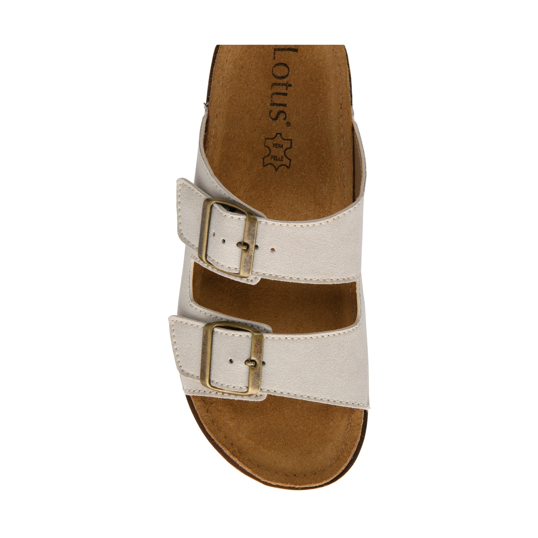 Lotus Rome Twin Buckle Comfort Mule Sandal With Leather Insoles ICE ULP390