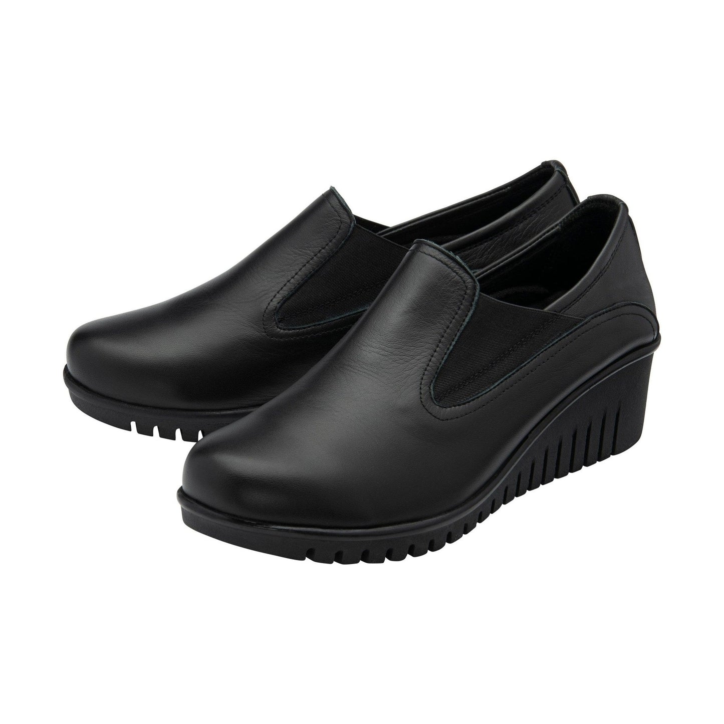 Lotus Shoe Delmar Leather Slip-on Trouser Shoe with wedge heel BLACK ULS527