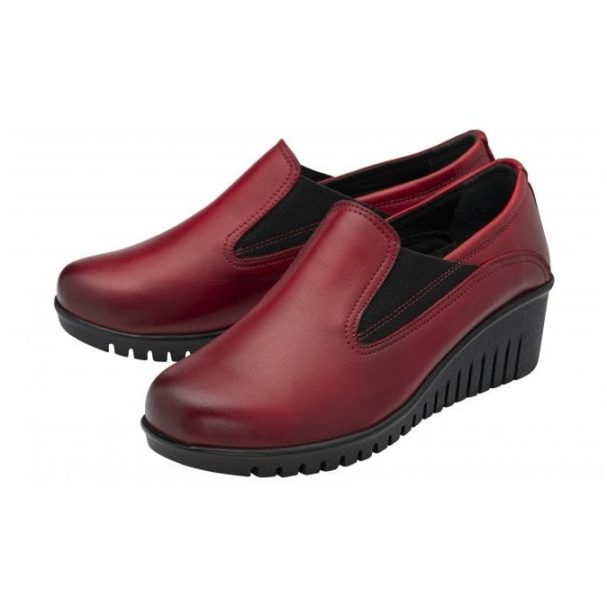 Lotus Shoe Delmar Leather Slip-on Trouser Shoe with wedge heel RED ULS527