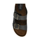 Lotus St Ives Black Twin Buckle Leather Footbed Mule Sandal