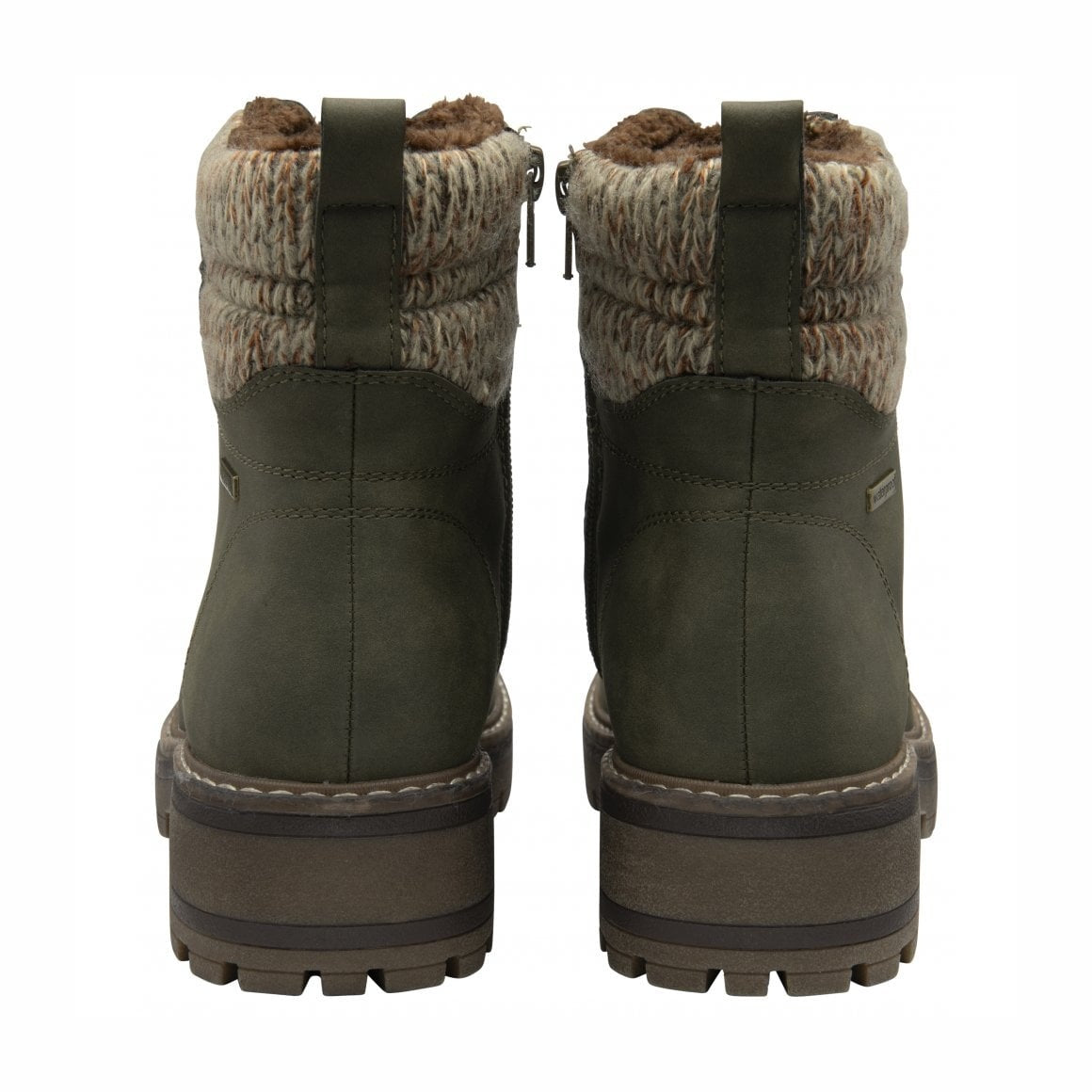 Lotus Stefani Khaki Waterproof Lace up Boots with Zip