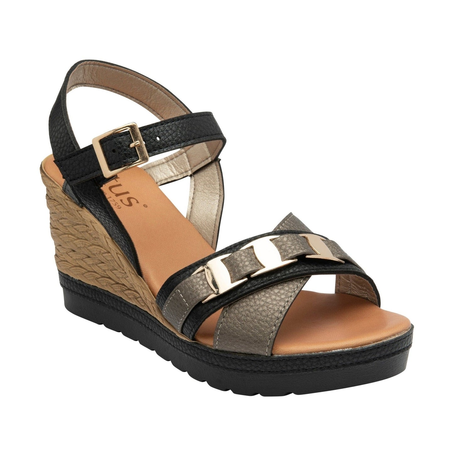 Lotus Tassere BLACK Wedge Sandal ULP414