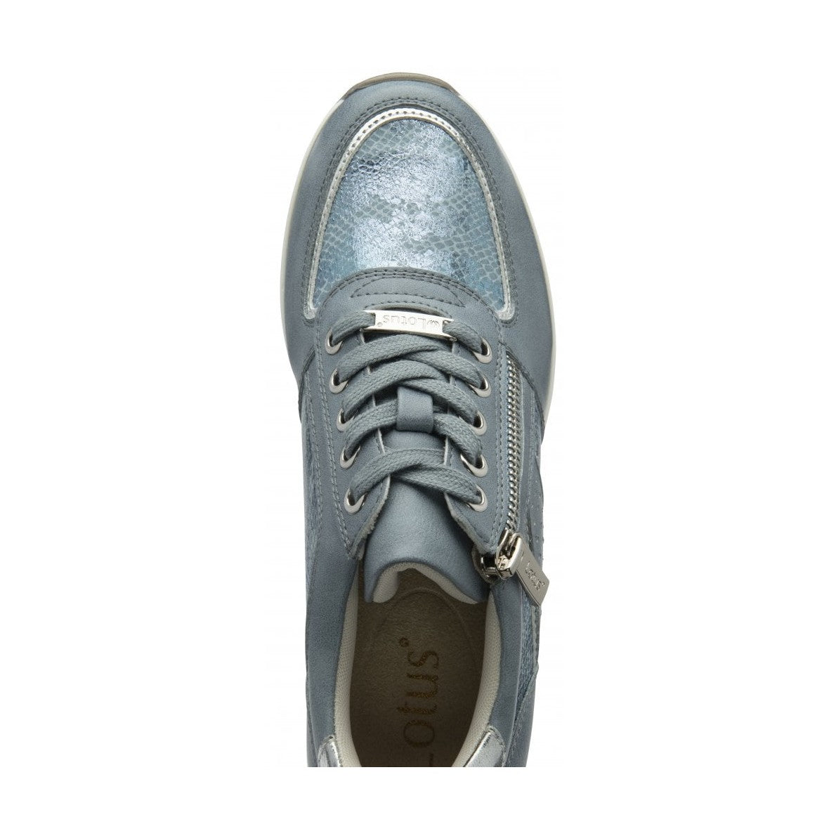 Lotus Tenno BLUE Wedge Heel Trainer Style Shoe with Zip ULS576