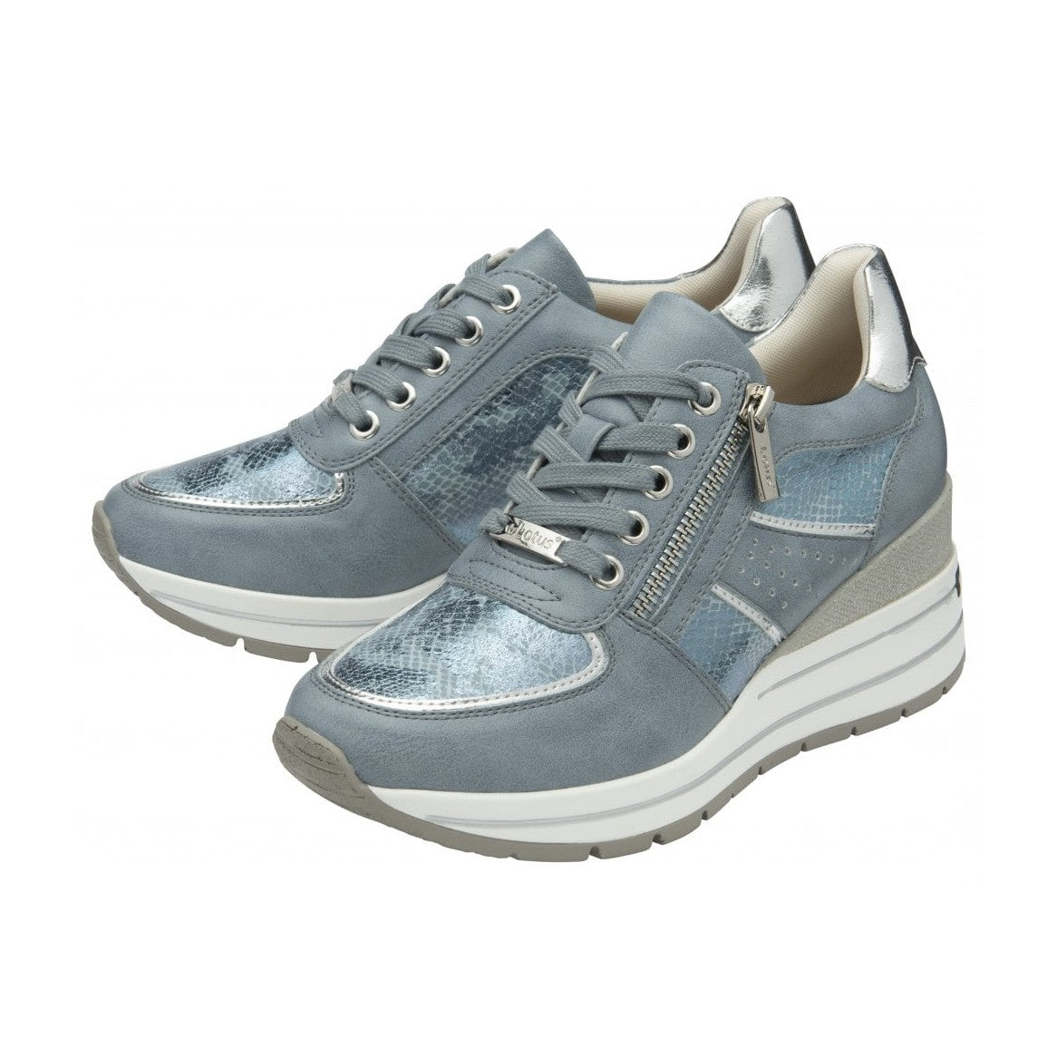 Lotus Tenno BLUE Wedge Heel Trainer Style Shoe with Zip ULS576