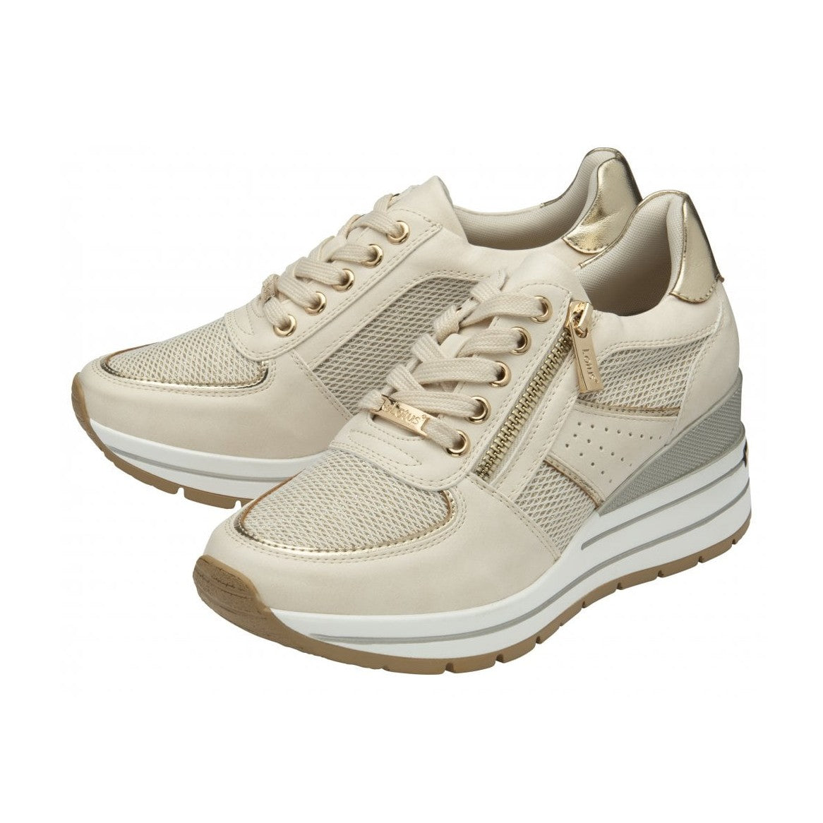 Lotus Tenno NATURAL Wedge Heel Trainer Style Shoe With Zip ULS576