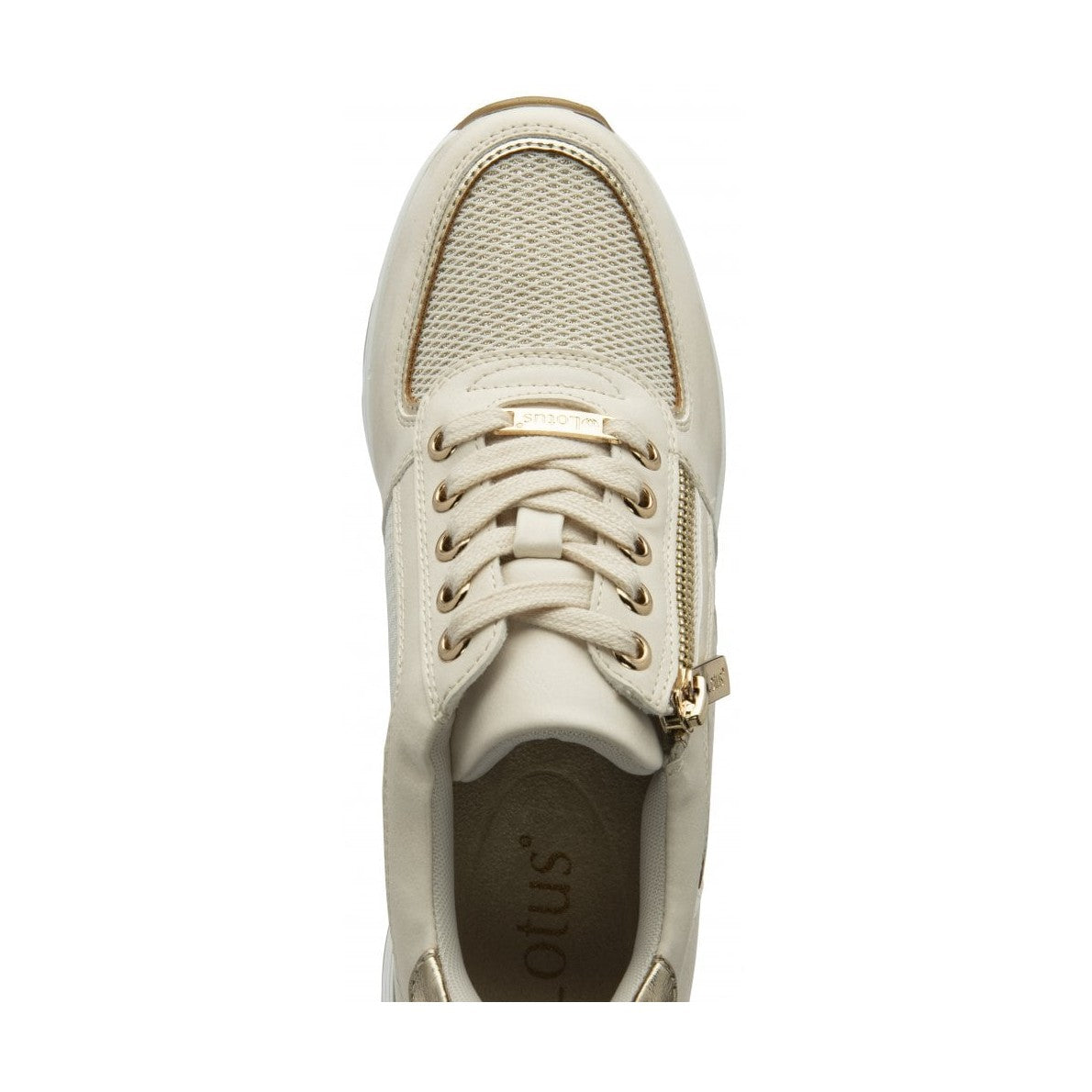 Lotus Tenno NATURAL Wedge Heel Trainer Style Shoe With Zip ULS576