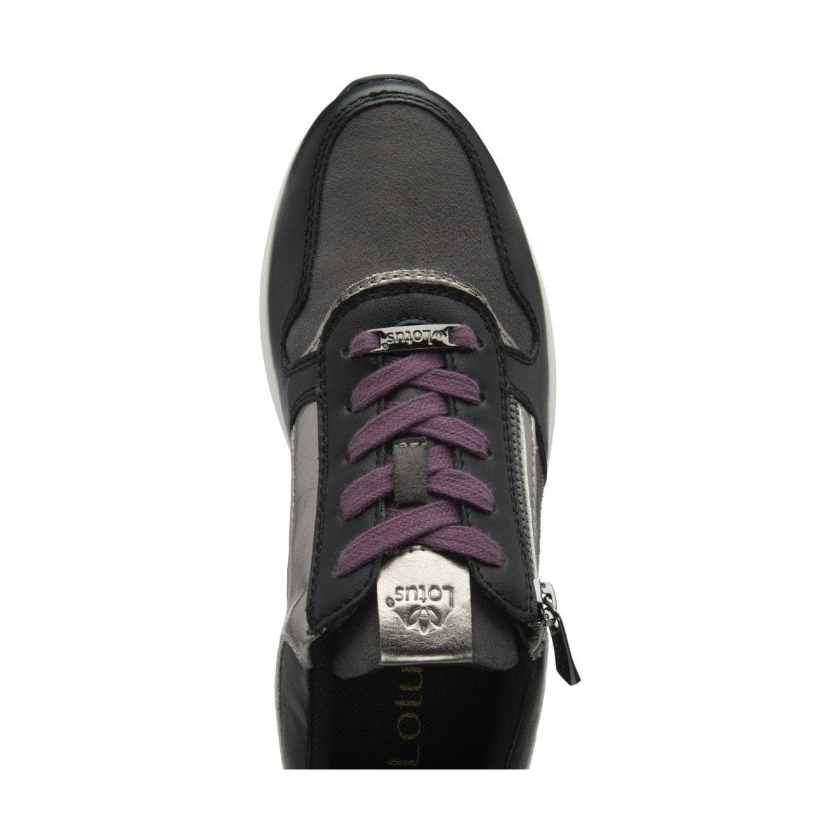 Lotus Venus BLACK/ Purple Dress Fashion Trainer with Zip