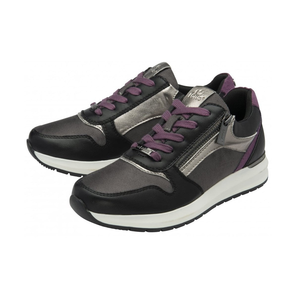 Lotus Venus BLACK/ Purple Dress Fashion Trainer with Zip