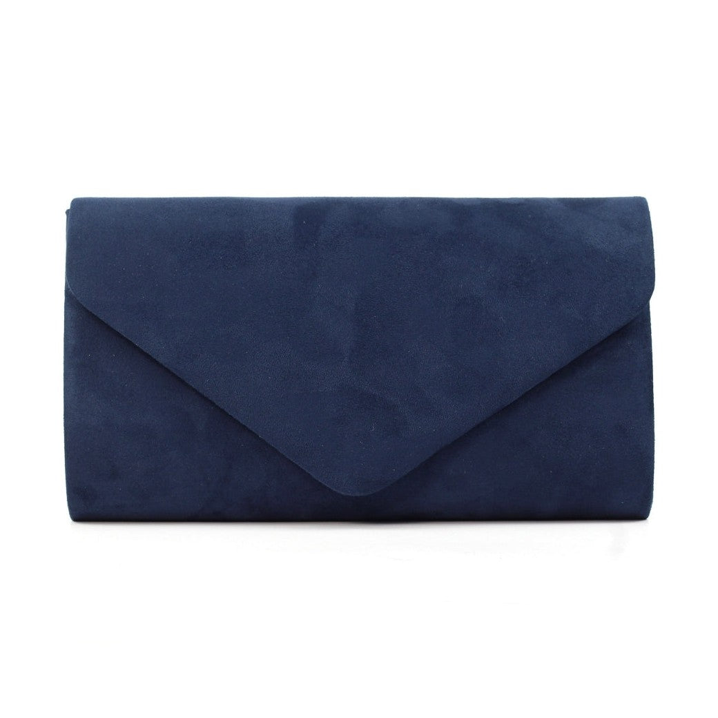 Lunar Abby Navy Faux Suede Clutch / Shoulder Bag ZLY001BL