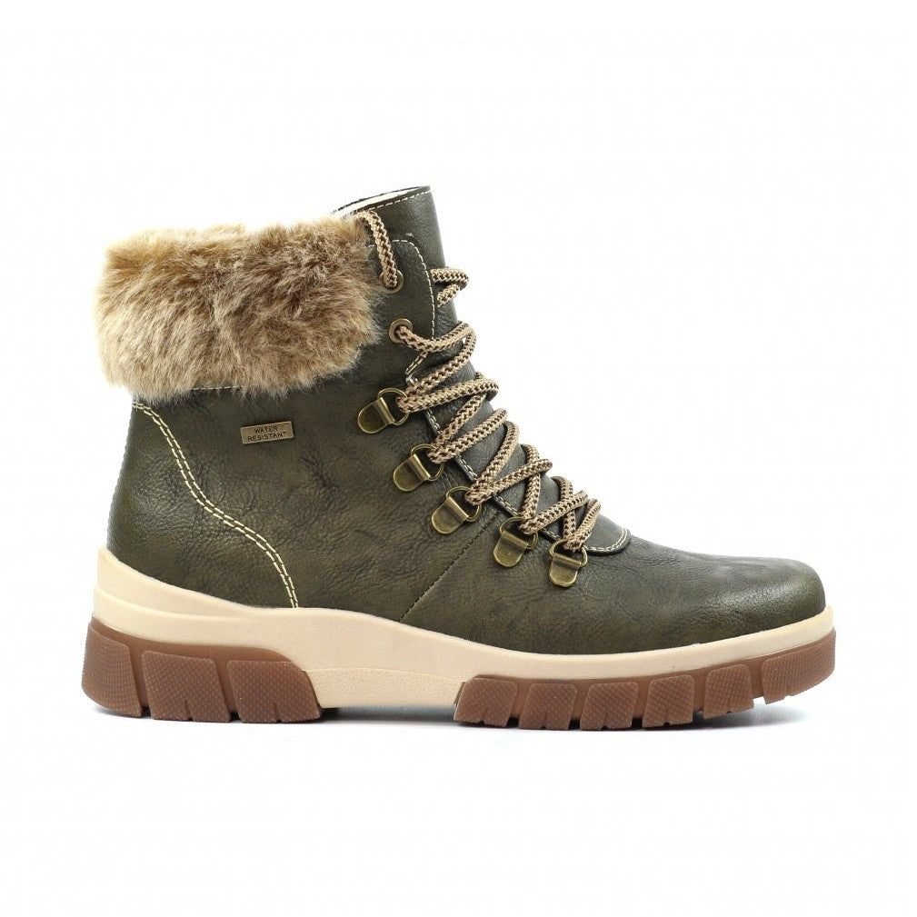 Lunar Alabama GREEN Waterproof Faux Fur Cuff Boot