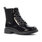 Lunar Alexis BLACK Patent Lace Up Boot With Inside Zip