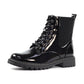 Lunar Alexis BLACK Patent Lace Up Boot With Inside Zip
