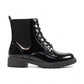 Lunar Alexis BLACK Patent Lace Up Boot With Inside Zip