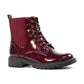 Lunar Alexis BURGUNDY PATENT Lace Up Boot With Inside Zip