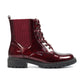 Lunar Alexis BURGUNDY PATENT Lace Up Boot With Inside Zip