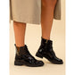 Lunar Ankle Boot Nevada GLW006 BLACK Patent with lace and zip