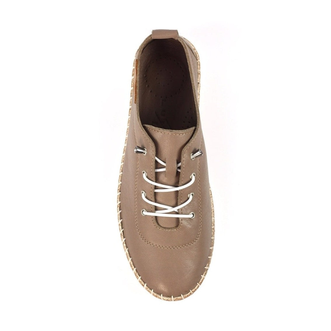 Lunar Evie Lunar TAUPE Soft Leather Slip On Plimsoll FLE050