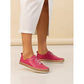 Lunar Evie RASPBERRY Soft Leather slip On Plimsol Shoe FLE050