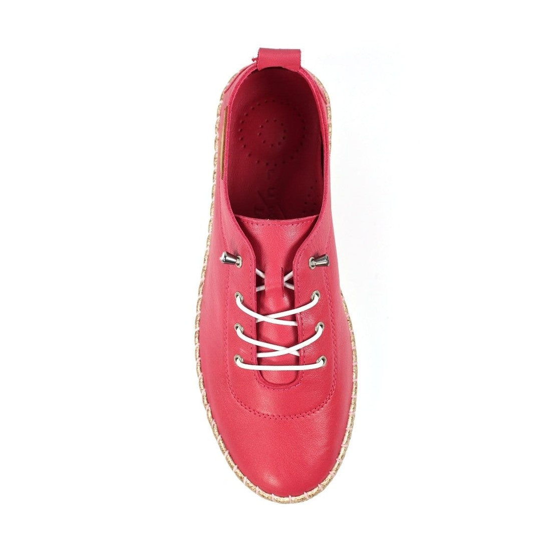 Lunar Evie RASPBERRY Soft Leather slip On Plimsol Shoe FLE050