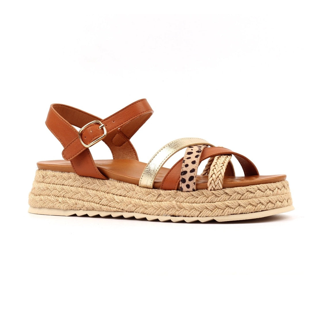 Lunar Flick TAN Espadrille Wedge Sandal JLH602TN